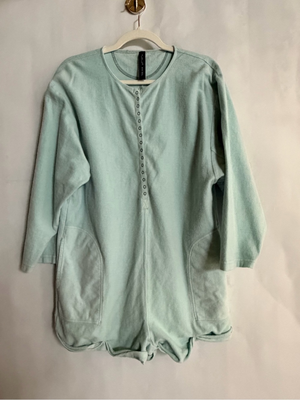 Out From Under Mint Green Oversized Snap Front Romper Size Medium